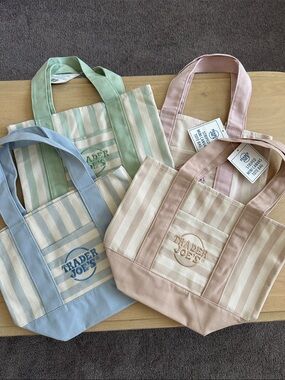 NWT - Trader Joe’s All Four Striped Mini Canvas Tote Bags